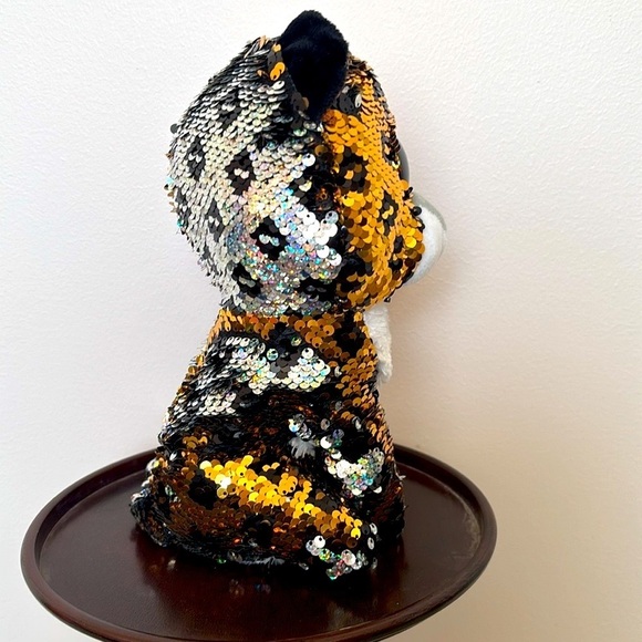 Brand New Ty Flippables STERLING Leopard Beanie Boos Sequins Plush 9" Medium - Picture 9 of 13